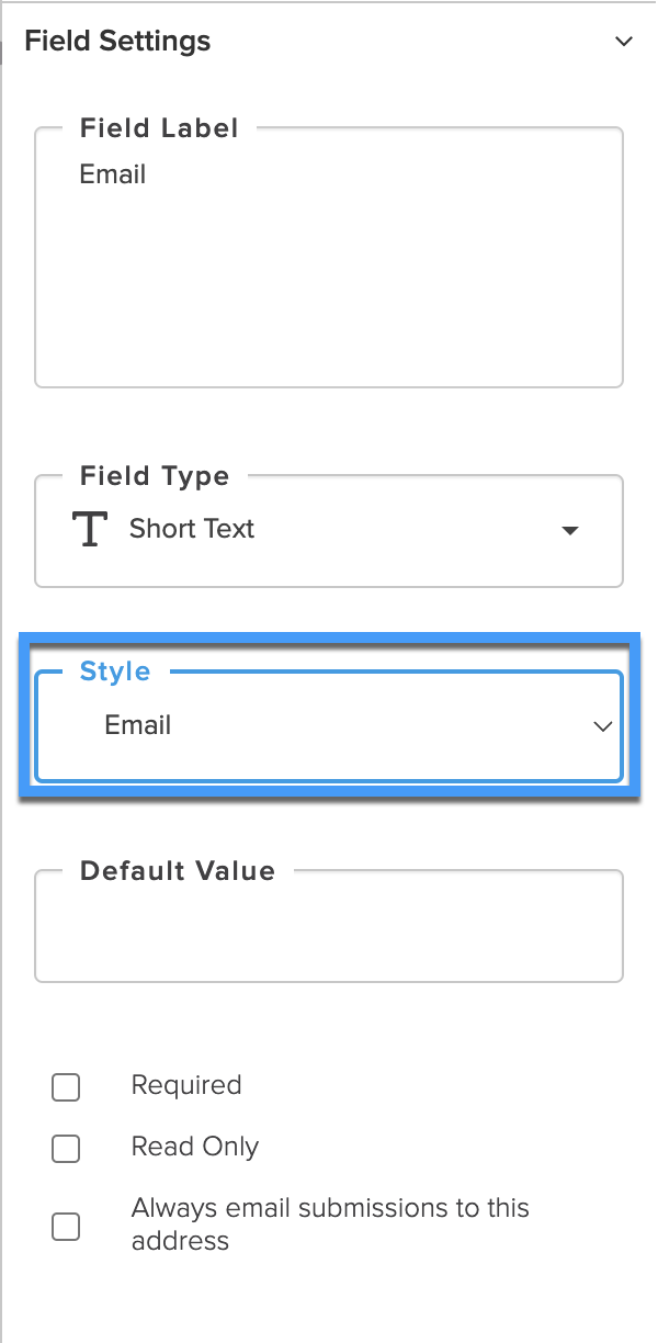 AFB_Short Text_Field Settings_Style_Email.png
