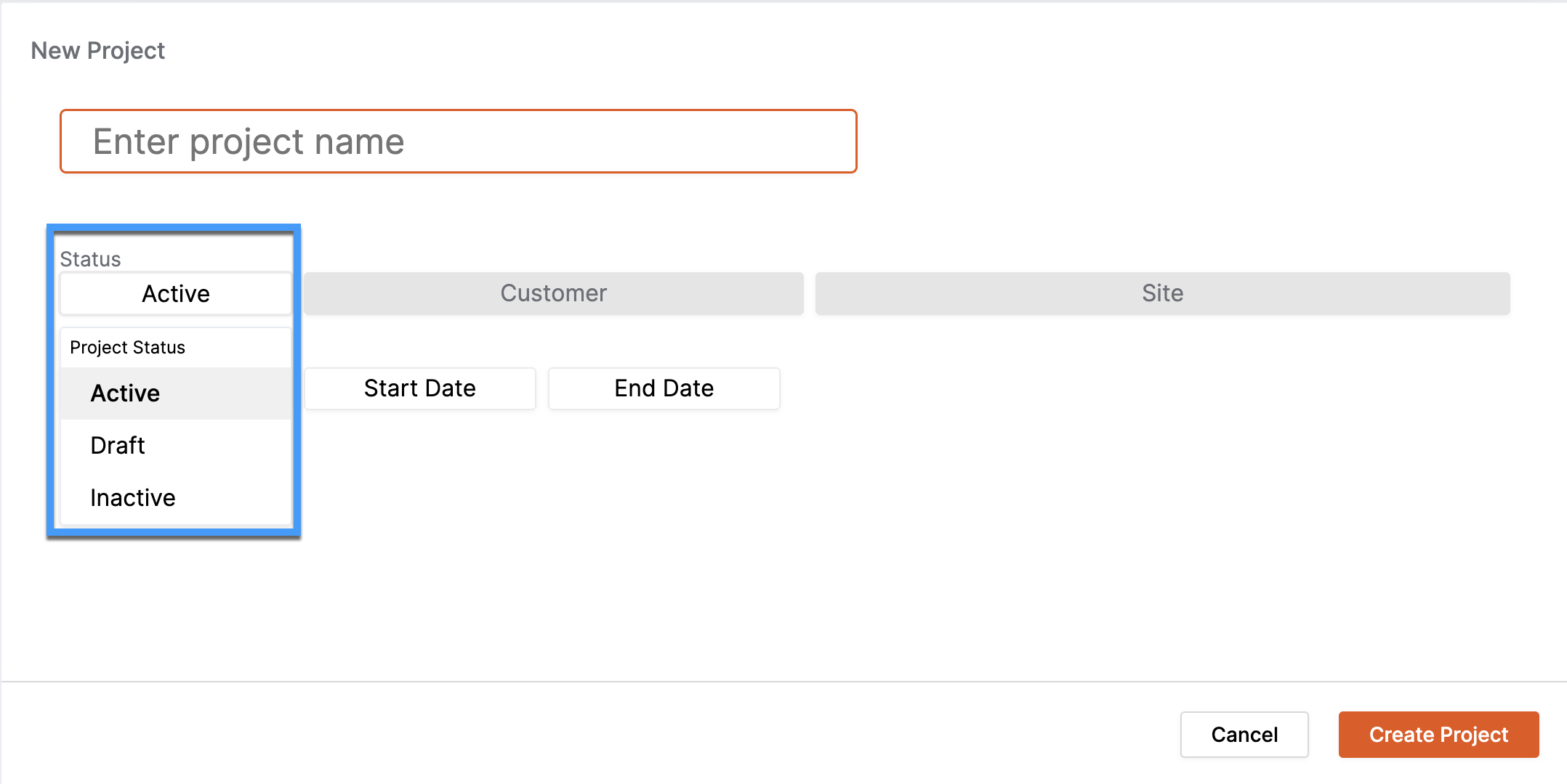 PM_Projects_New Project Modal_Status.png