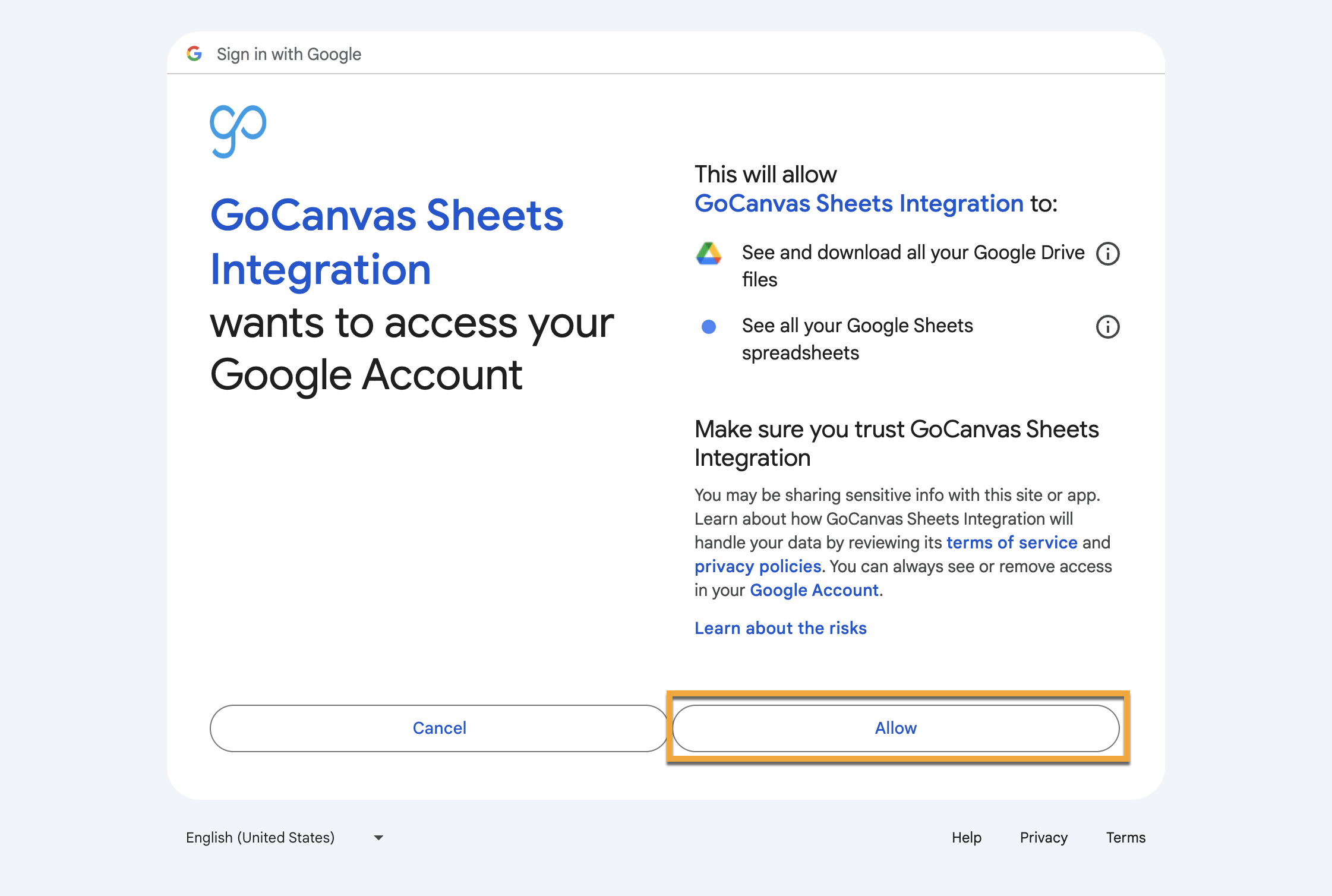 RD&I_Google Sheets Integration_Authorize Google Sheets_Allow Connection.png