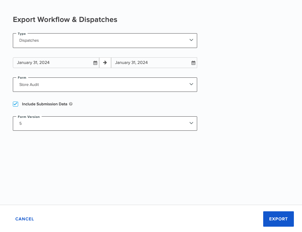 Work Hub_Export Workflow & Dispatches_Include Submission Data.png