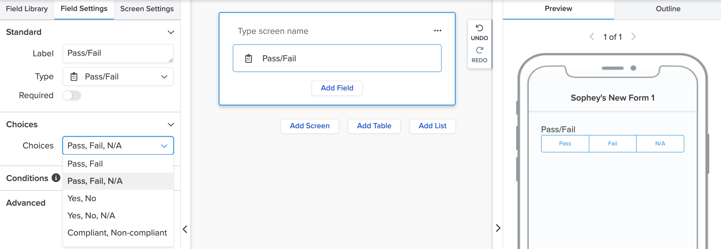 Builder_Pass:Fail_Field Settings_Choices Drop Down.png