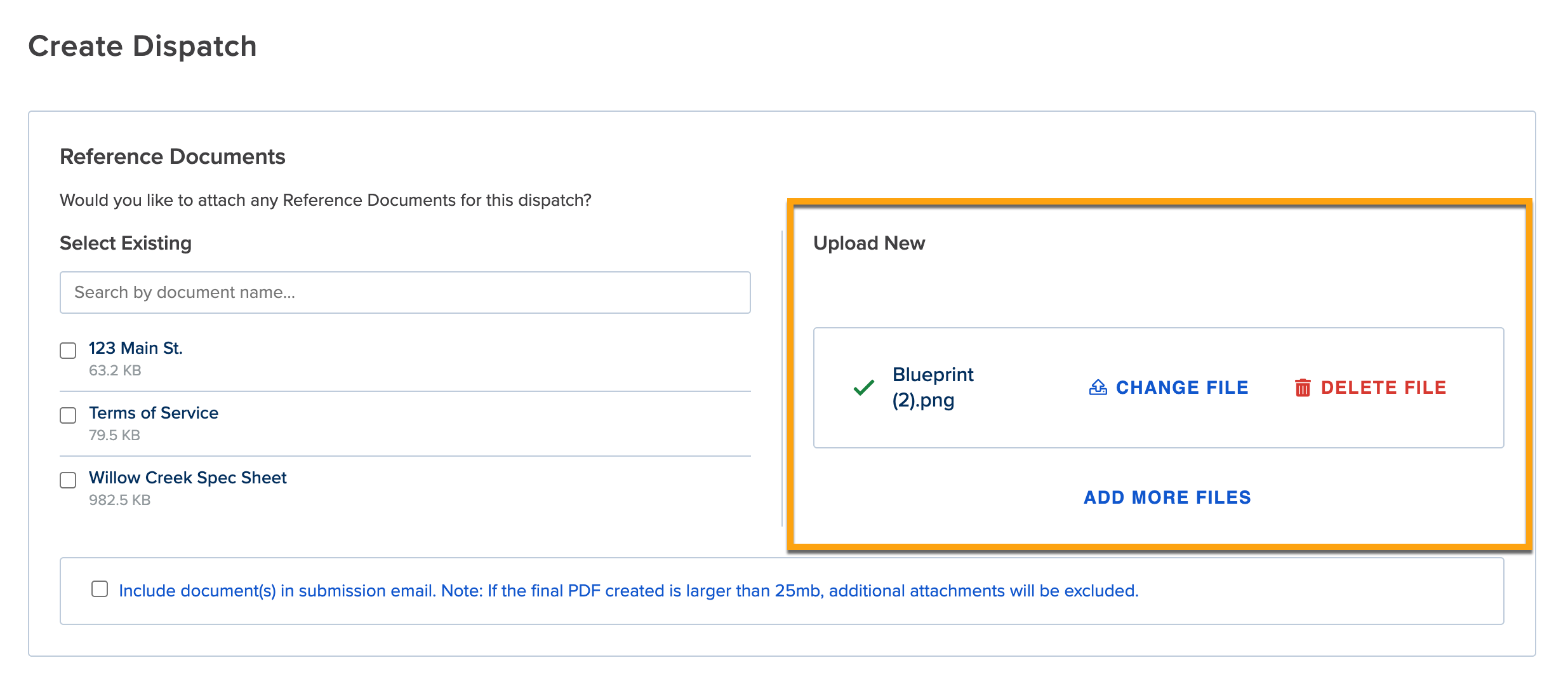 Create Dispatch_Reference Documents_Upload New_Additional Options.png